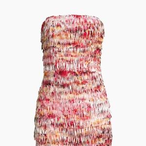 Elliatt Strapless Pink Multi-Color Fringe Dress